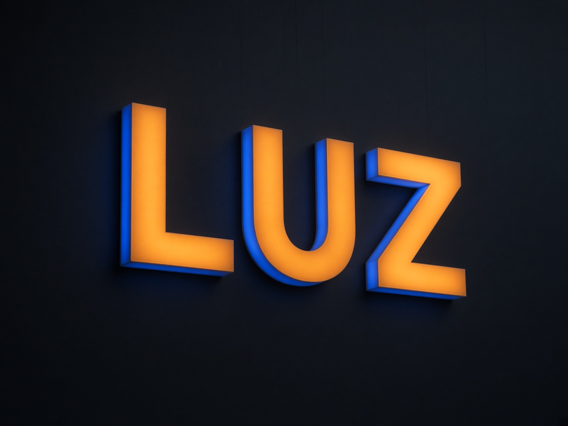 Letras corpóreas iluminadas con LED, cara ámbar y canto azul